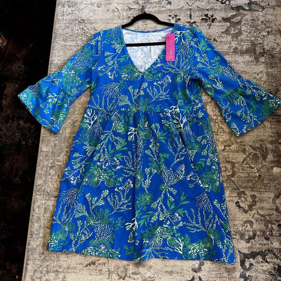 Lilly Pulitzer Dresses & Skirts - NWT Lilly Pulitzer Jannie V-Neck 3/4 Sleeve Dress Size L